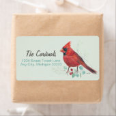 Northern Red Cardinal Waterverf Art Etiket (Insitu)