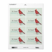 Northern Red Cardinal Waterverf Art Etiket (Full Sheet)
