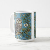 Northern Saw-Whet Owl William Morris Inspired Koffiemok (Voorkant links)