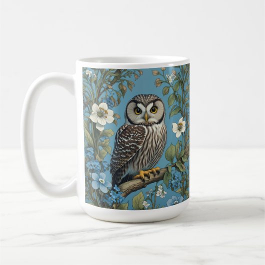 Northern Saw-Whet Owl William Morris Inspired Koffiemok (Links)
