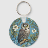Northern Saw-Whet Owl William Morris Inspired Sleutelhanger (Achterkant)