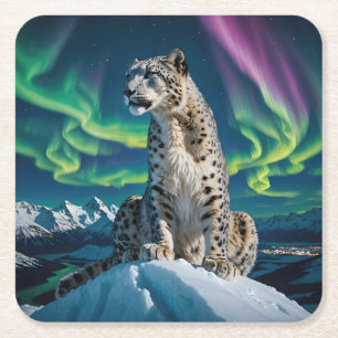 “Northern Sky Wanderer” – Sneeuwluipaard Portret Kartonnen Onderzetters