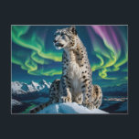 “Northern Sky Wanderer” – Snow Leopard Portrait Feestdagenkaart<br><div class="desc">“Northern Sky Wanderer” – Snow Leopard Portrait. Against a sky streaked with dancing auroras, a snow leopard sits in quiet command atop a frozen summit. Though it belongs to southern mountains, here it becomes an otherworldly wanderer, impossibly at home in the shimmering night. The crisp air, glowing stars, and distant...</div>