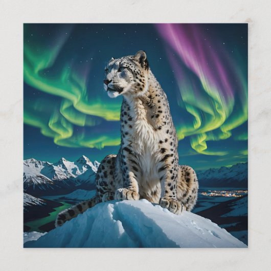 “Northern Sky Wanderer” – Snow Leopard Portrait Kaart (Voorkant)