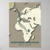 Northern Wheatear Migratie Kaart - Minimalistisch Poster (Voorkant)