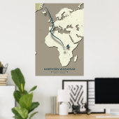 Northern Wheatear Migratie Kaart - Minimalistisch Poster (Thuiskantoor)