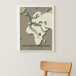 Northern Wheatear Migratie Kaart - Minimalistisch Poster