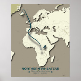 Northern Wheatear Migratie Kaart - Minimalistisch Poster
