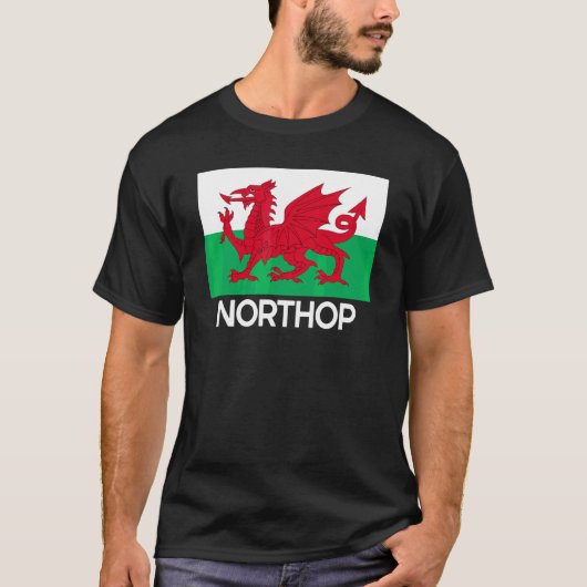 Northop Wales Welsh Flag Baner Y Ddraig Goch T-shirt (Voorkant)