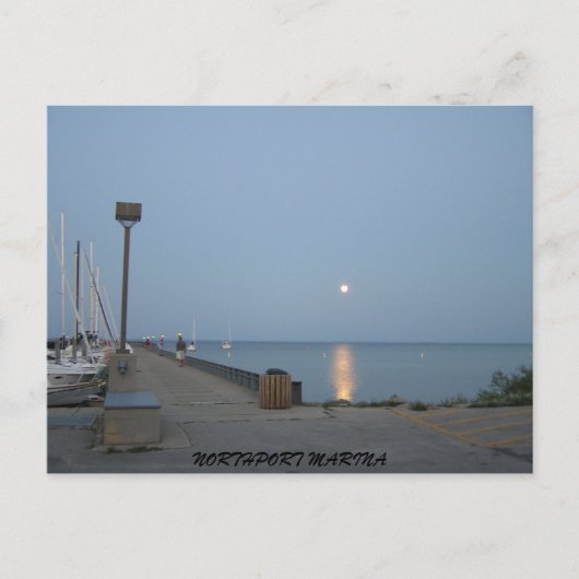 Northport Michigan Marina Moonlight Briefkaart (Voorkant)