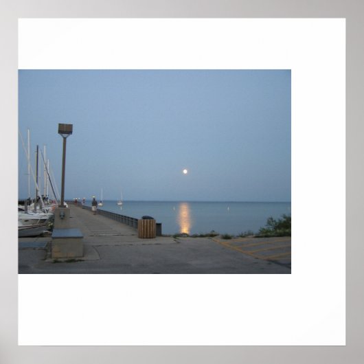 Northport Michigan Marina Moonlight Poster (Voorkant)