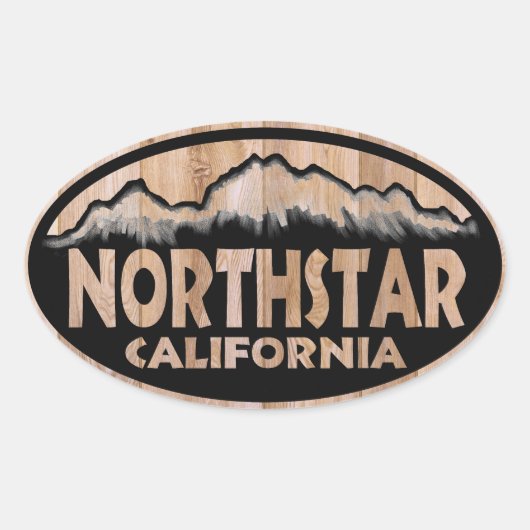 Northstar California, houten ovalstickers Ovale Sticker (Voorkant)