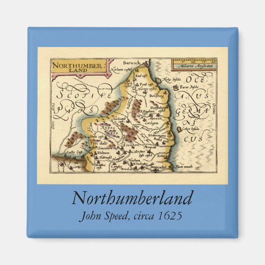 Northumberland County Map, Engeland Magneet (Voorkant)