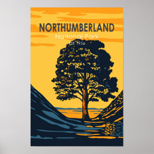 Northumberland Nationaal Park Engeland Retro Poster
