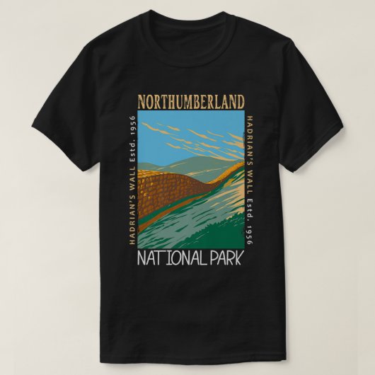 Northumberland National Park Hadrians Wall stoort T-shirt (Design voorkant)
