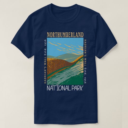 Northumberland National Park Hadrians Wall stoort T-shirt (Design voorkant)