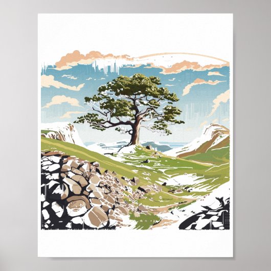 Northumberland National Park Sycamore Gap Tree Poster (Voorkant)