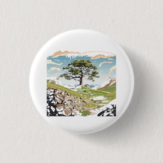 Northumberland National Park Sycamore Gap Tree Ronde Button 3,2 Cm (Voorkant)