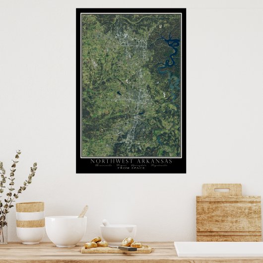 Northwest Arkansas Satellite Poster Map (Keuken)