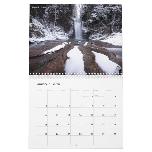 Northwest BC 12-maandelijkse kalender (Jan 2026)