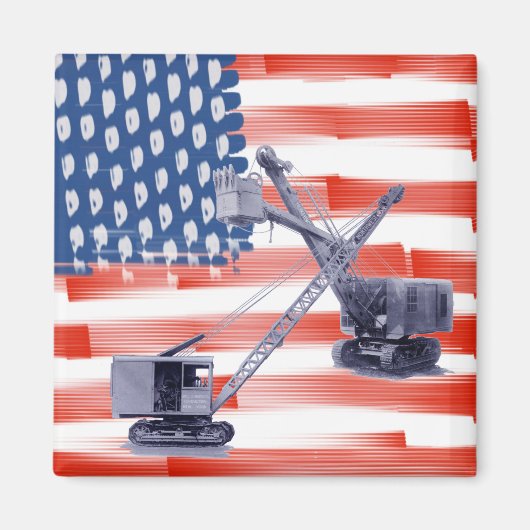 Northwest Crane Operator en Shovel American Flag Magneet (Voorkant)