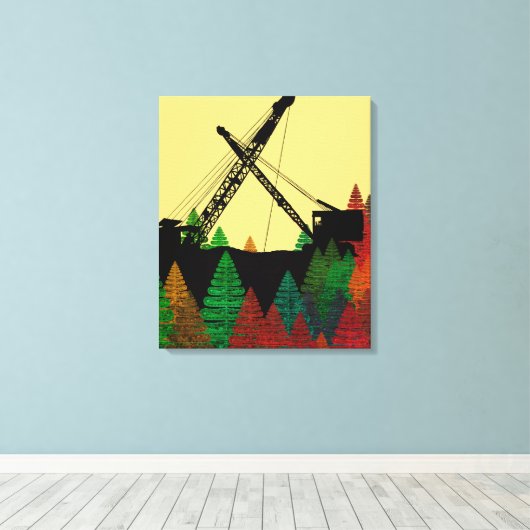 Northwest Crawler Crane n Track Fantasy Art Canvas Afdruk (Insitu (Houten vloer))