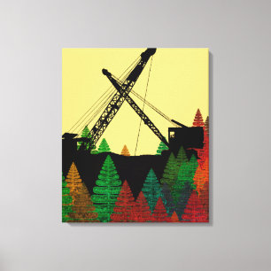Northwest Crawler Crane n Track Fantasy Art Canvas Afdruk