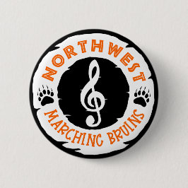 Northwest marching bruins band muzieknoot ronde button 5,7 cm