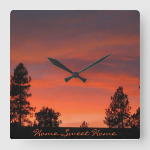 Northwest Sunset Wall Clock Vierkante Klok