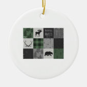 Northwood Adventure Patchwork - grijs en groen Keramisch Ornament (Voorkant)