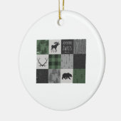 Northwood Adventure Patchwork - grijs en groen Keramisch Ornament (Links)