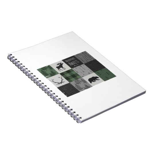 Northwood Adventure Patchwork - grijs en groen Notitieboek (Rechterzijde)