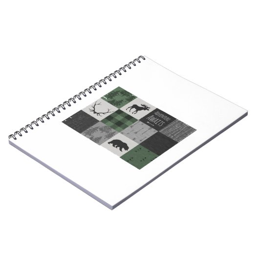 Northwood Adventure Patchwork - grijs en groen Notitieboek (Linkerzijde)