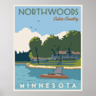Northwood Cabin Land Poster