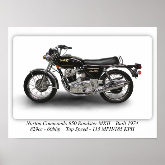 Norton Commando 850 Roadster MKII Poster - A3 (Voorkant)