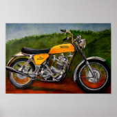 norton commando motorfiets - geel schilderij poster (Voorkant)