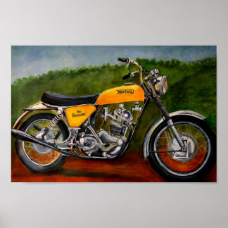 norton commando motorfiets - geel schilderij poster