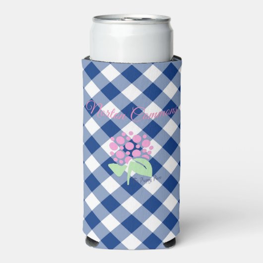 Norton commons blauwe gingham coozie (Seltzer Voorkant)