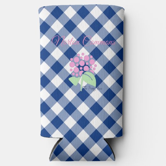 Norton commons blauwe gingham coozie (Voorkant)