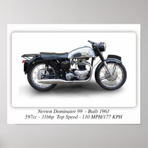 Norton Dominator 99-motorfiets - A3 Poster