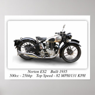 Norton ES2-motorfiets - A3-formaat AfdrukPoster Poster