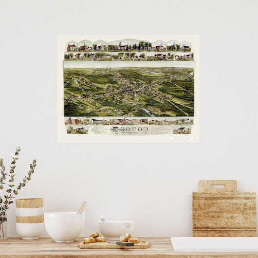 Norton, MA Panoramic Map - 1891 Poster (Keuken)