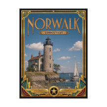 Norwalk Connecticut Vintage Art Deco Gouden Tijdpe