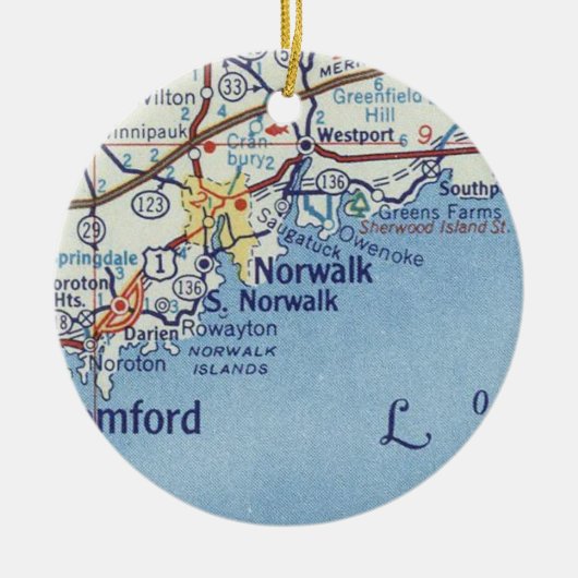 Norwalk CT Map Keramisch Ornament (Voorkant)