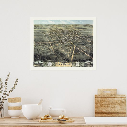Norwalk, OH Panoramic Map - 1870 Poster (Keuken)