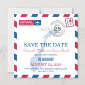 Norway Airmail Bewaar de datum Magnetische Uitnodiging (Voorkant)