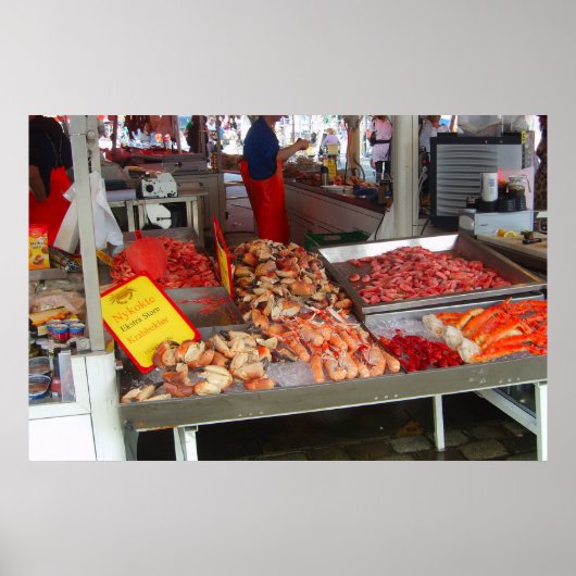 Norway, Bergen, Fish market on the waterfront Poster (Voorkant)