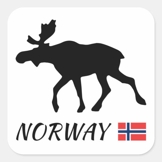 Norway Elk and Flag Vierkante Sticker (Voorkant)