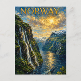 Norway: Majestic Fjord Sunset Art Souvenir Briefkaart