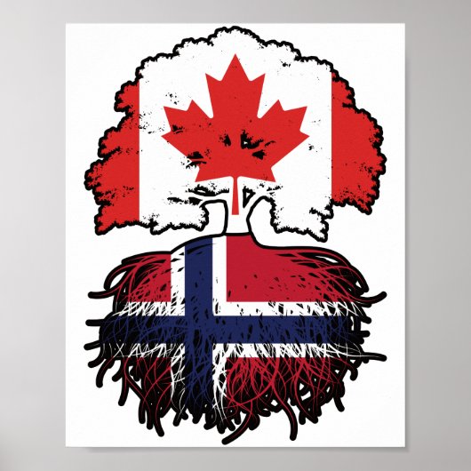 Norway Norwegian Canadian Canada Tree Roots Flag Poster (Voorkant)